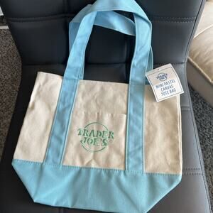 Trader Joe's Pastel‎ Mini Canvas Tote Bags 2025 LIMITED EDITION NWT Baby Blue